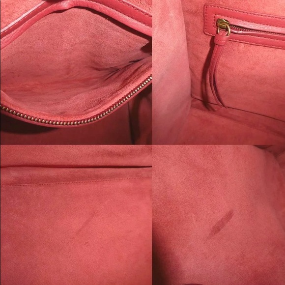 Authentic CELINE Leather Phantom Tote Hand Bag Red - Picture 5 of 12